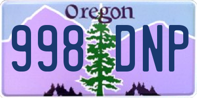 OR license plate 998DNP