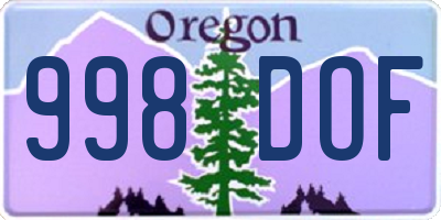 OR license plate 998DOF