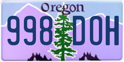 OR license plate 998DOH