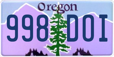 OR license plate 998DOI