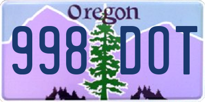 OR license plate 998DOT