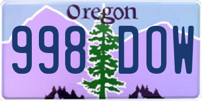 OR license plate 998DOW