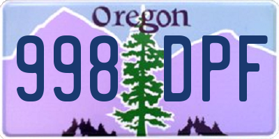 OR license plate 998DPF