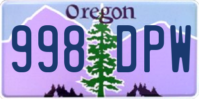 OR license plate 998DPW