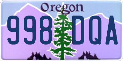 OR license plate 998DQA