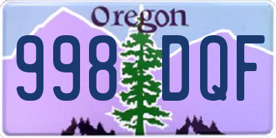 OR license plate 998DQF