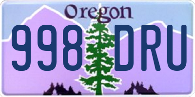 OR license plate 998DRU
