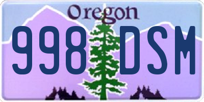 OR license plate 998DSM