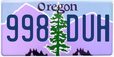 OR license plate 998DUH