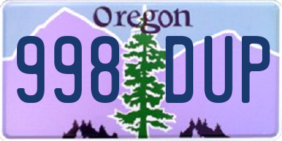 OR license plate 998DUP