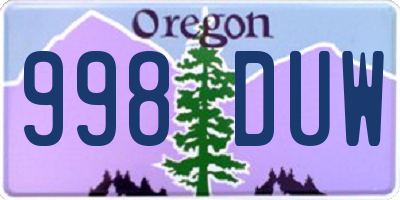 OR license plate 998DUW