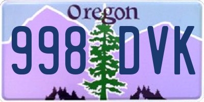 OR license plate 998DVK