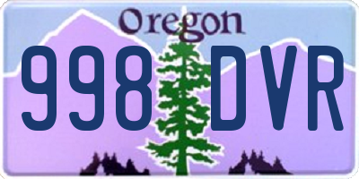 OR license plate 998DVR