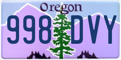 OR license plate 998DVY