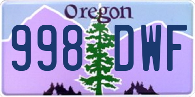 OR license plate 998DWF