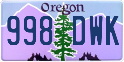 OR license plate 998DWK