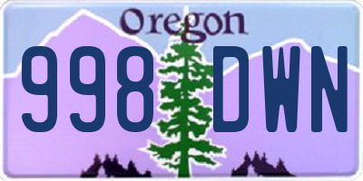 OR license plate 998DWN