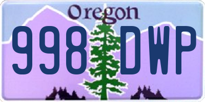 OR license plate 998DWP