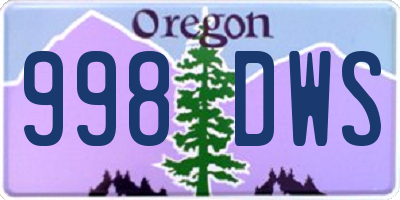 OR license plate 998DWS