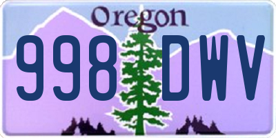 OR license plate 998DWV