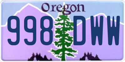 OR license plate 998DWW
