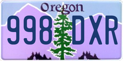 OR license plate 998DXR