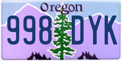 OR license plate 998DYK