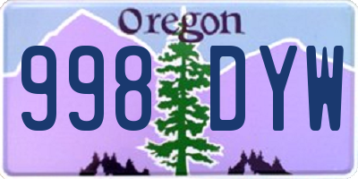 OR license plate 998DYW