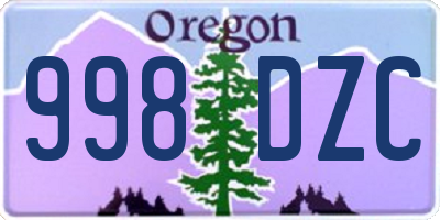 OR license plate 998DZC