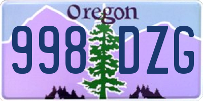 OR license plate 998DZG