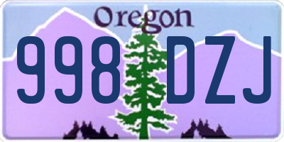 OR license plate 998DZJ