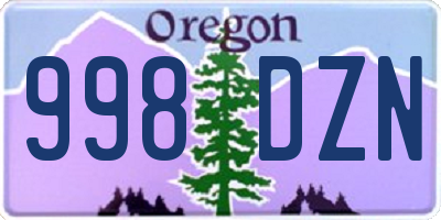 OR license plate 998DZN
