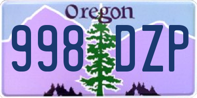 OR license plate 998DZP