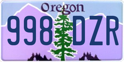 OR license plate 998DZR