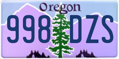 OR license plate 998DZS