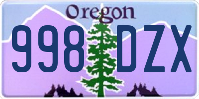 OR license plate 998DZX