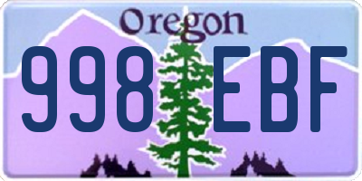 OR license plate 998EBF