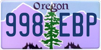 OR license plate 998EBP