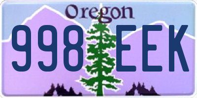 OR license plate 998EEK
