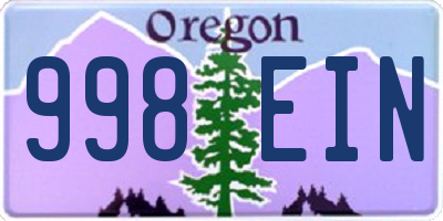 OR license plate 998EIN