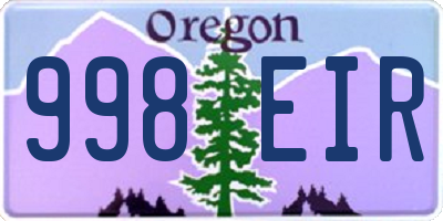 OR license plate 998EIR