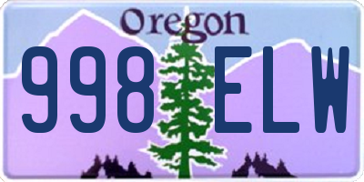 OR license plate 998ELW
