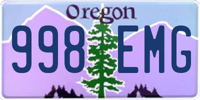 OR license plate 998EMG