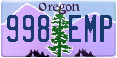 OR license plate 998EMP