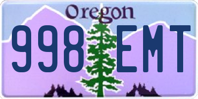 OR license plate 998EMT