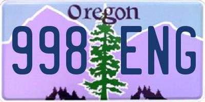 OR license plate 998ENG