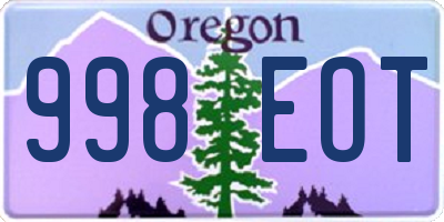 OR license plate 998EOT