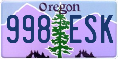 OR license plate 998ESK