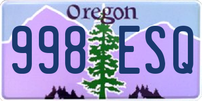 OR license plate 998ESQ