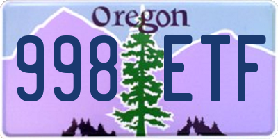 OR license plate 998ETF